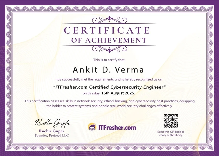 Thumbnail image for ITC CyberSec certification exam at ITFresher.com