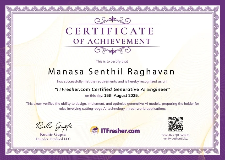 Thumbnail image for ITC GenAI certification exam at ITFresher.com
