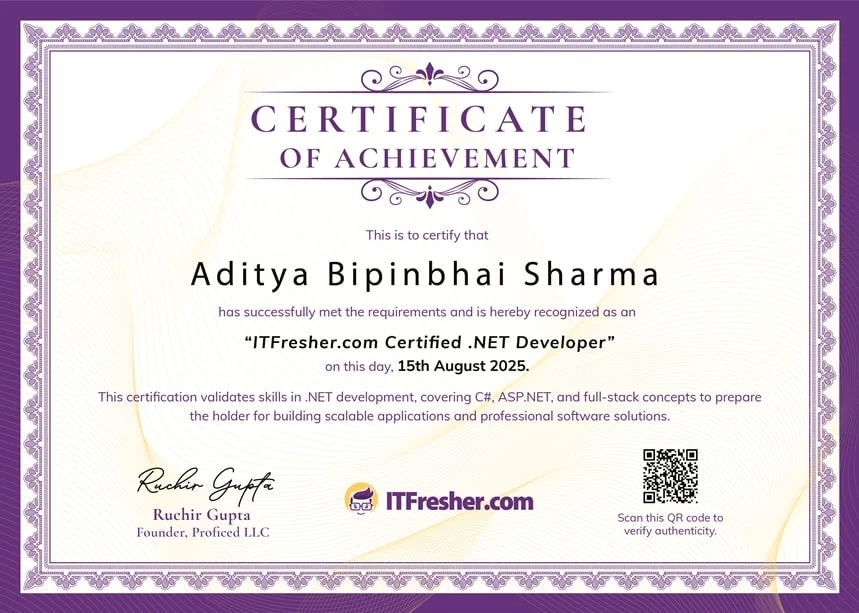 Thumbnail image for ITC .NET certification exam at ITFresher.com